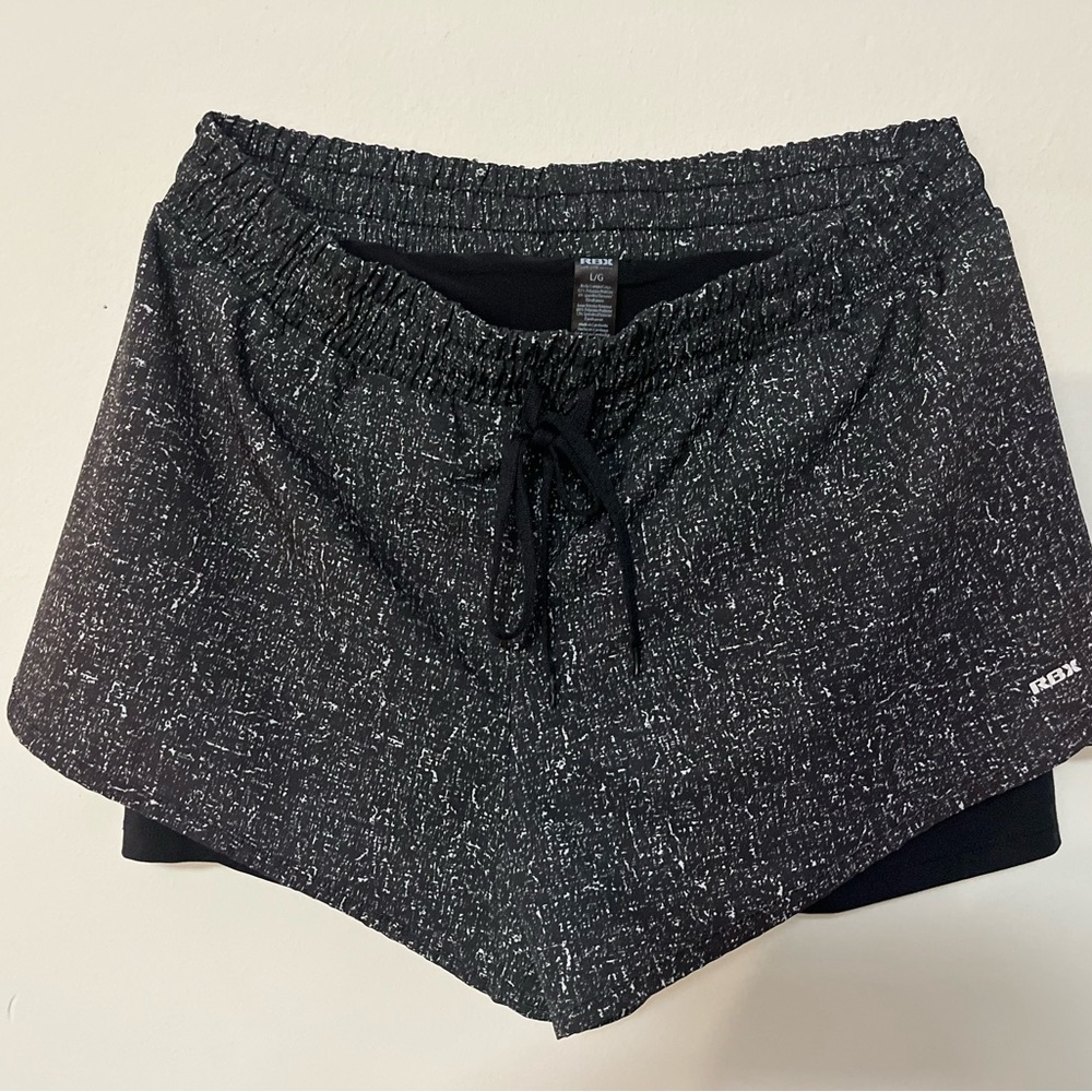 RBX Women's Speckled Black Athletic Shorts